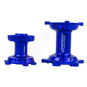 Pair of Blue Anodised SM Pro Hub, with the SM Pro logo etched on the side