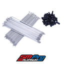 Two sets of polished stainless bulldog spokes for mx, endruo, supermoto and more with black nipples