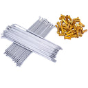Two sets of polished stainless bulldog spokes for mx, endruo, supermoto and more with Gold nipples