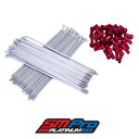 Two sets of polished stainless bulldog spokes for mx, endruo, supermoto and more with Red nipples