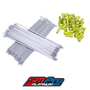 Two sets of polished stainless bulldog spokes for mx, endruo, supermoto and more with yellow nipples