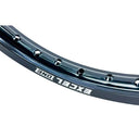 Clouse-up gloss black rim with excel one logo