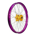 Gold Anodised Hub Purple Anodised Rim Nickel Steel Nipples SM Pro Platinum Motocross Front Wheel
