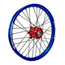 Red Anodised Hub Blue Anodised Rim Nickel Nipples Black Spokes Front Wheel