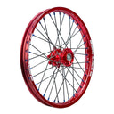 Red Anodised Hub Red Anodised Rim Blue Nipples Black Spokes SM Pro Platinum Motocross Front Wheel