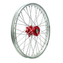 Red Anodised Hub Blue Anodised Rim Nickel Nipples Black Spokes Front Wheel
